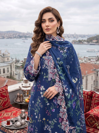 03 Piece Unstitched Printed Embroidered Komal Lawn