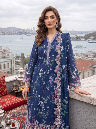 03 Piece Unstitched Printed Embroidered Komal Lawn