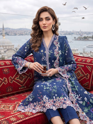03 Piece Unstitched Printed Embroidered Komal Lawn
