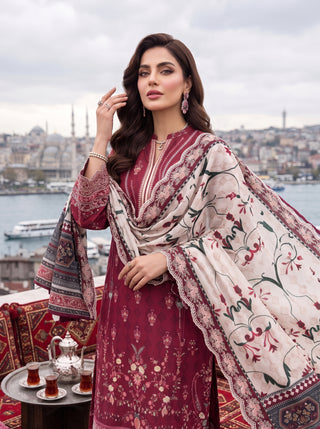 03 Piece Unstitched Printed Embroidered Komal Lawn