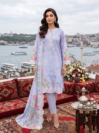 03 Piece Unstitched Printed Embroidered Komal Lawn