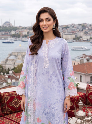 03 Piece Unstitched Printed Embroidered Komal Lawn
