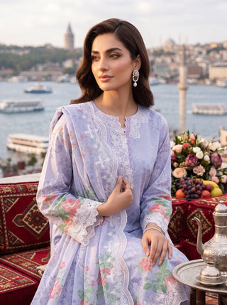 03 Piece Unstitched Printed Embroidered Komal Lawn