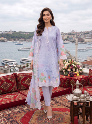 03 Piece Unstitched Printed Embroidered Komal Lawn