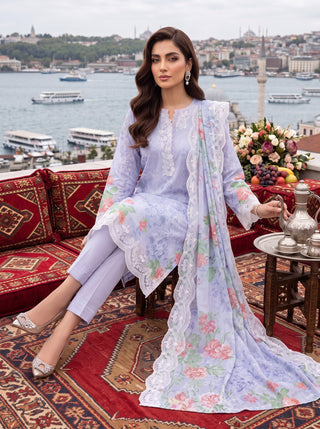 03 Piece Unstitched Printed Embroidered Komal Lawn