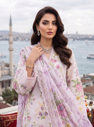 03 Piece Unstitched Printed Embroidered Komal Lawn
