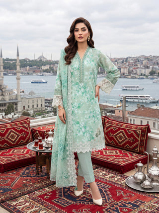 03 Piece Unstitched Printed Embroidered Komal Lawn