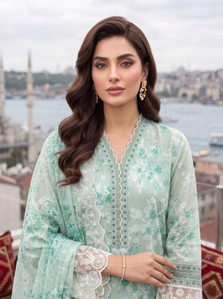 03 Piece Unstitched Printed Embroidered Komal Lawn
