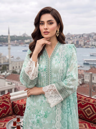 03 Piece Unstitched Printed Embroidered Komal Lawn