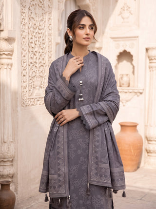 03 Piece Unstitched Cashmi Vool Printed