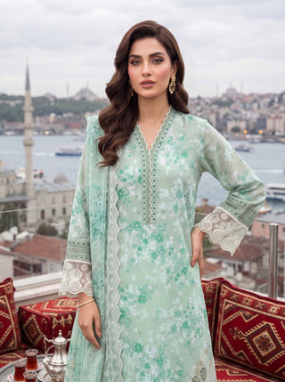 03 Piece Unstitched Printed Embroidered Komal Lawn