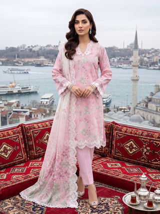 03 Piece Unstitched Printed Embroidered Komal Lawn