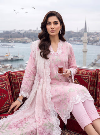 03 Piece Unstitched Printed Embroidered Komal Lawn