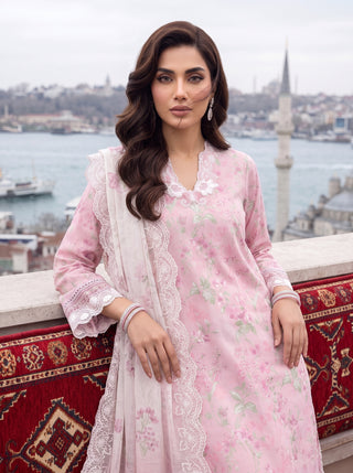 03 Piece Unstitched Printed Embroidered Komal Lawn