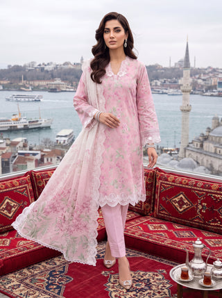 03 Piece Unstitched Printed Embroidered Komal Lawn