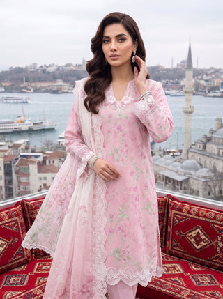 03 Piece Unstitched Printed Embroidered Komal Lawn