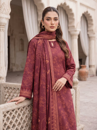 03 Piece Unstitched Cashmi Vool Printed