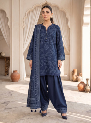 03 Piece Unstitched Cashmi Vool Printed