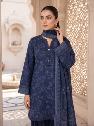 03 Piece Unstitched Cashmi Vool Printed