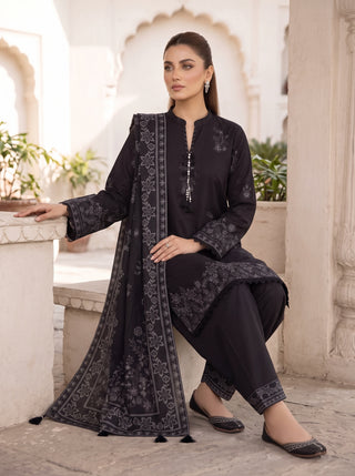 03 Piece Unstitched Cashmi Vool Printed