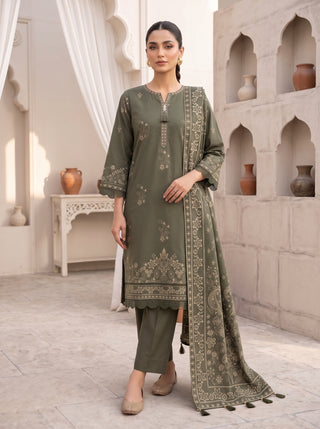 03 Piece Unstitched Cashmi Vool Printed