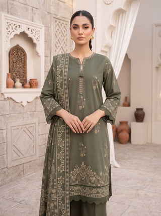 03 Piece Unstitched Cashmi Vool Printed