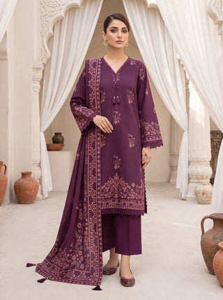 03 Piece Unstitched Cashmi Vool Printed