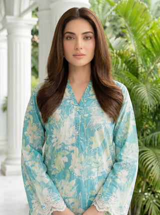 02 Piece Stitched Printed Embroidered Lawn