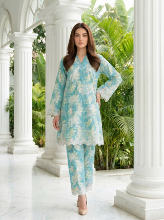 02 Piece Stitched Printed Embroidered Lawn