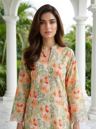 02 Piece Stitched Printed Embroidered Lawn