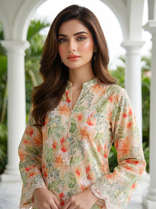 02 Piece Stitched Printed Embroidered Lawn