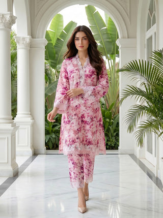 02 Piece Stitched Printed Embroidered Lawn