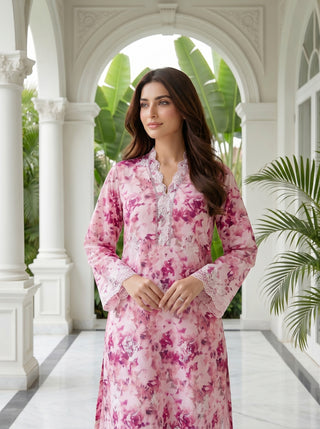 02 Piece Stitched Printed Embroidered Lawn