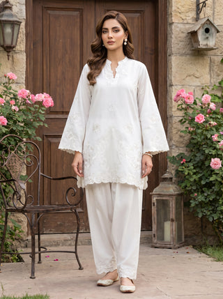 02 Piece Ready To Wear Embroidered Shirt & Trouser