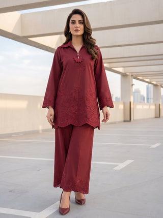 02 Piece Ready To Wear Embroidered Shirt & Trouser