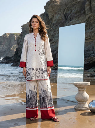 02 Piece Ready To Wear Printed Shirt & Trouser