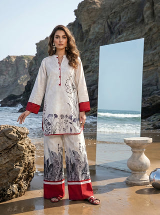 02 Piece Ready To Wear Printed Shirt & Trouser