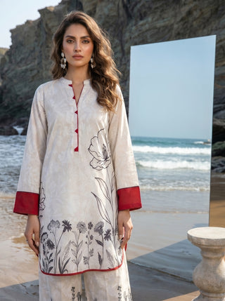 02 Piece Ready To Wear Printed Shirt & Trouser