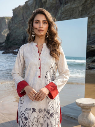 02 Piece Ready To Wear Printed Shirt & Trouser