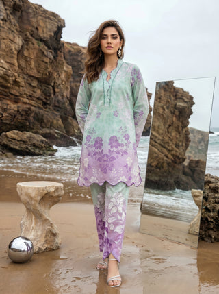 02 Piece Ready To Wear Printed Shirt & Trouser