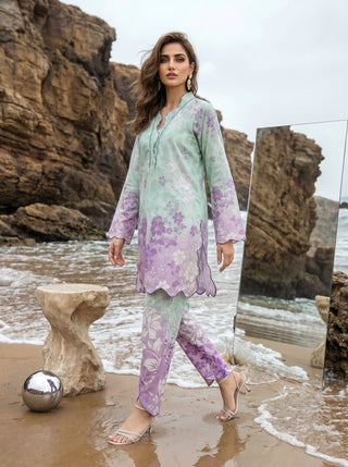 02 Piece Ready To Wear Printed Shirt & Trouser