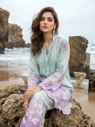 02 Piece Ready To Wear Printed Shirt & Trouser