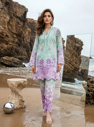 02 Piece Ready To Wear Printed Shirt & Trouser