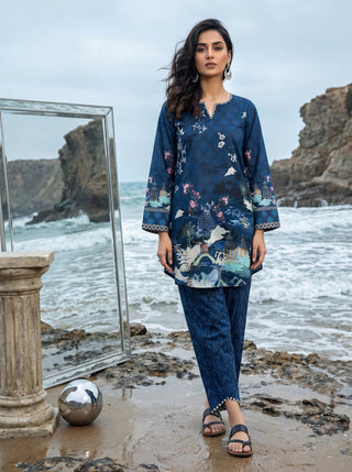 02 Piece Ready To Wear Printed Shirt & Trouser