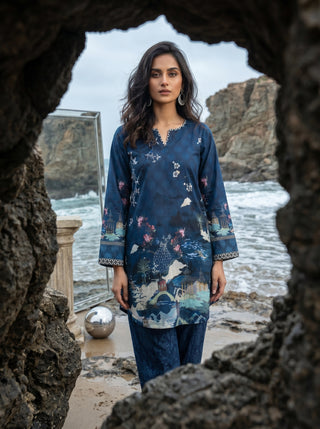 02 Piece Ready To Wear Printed Shirt & Trouser