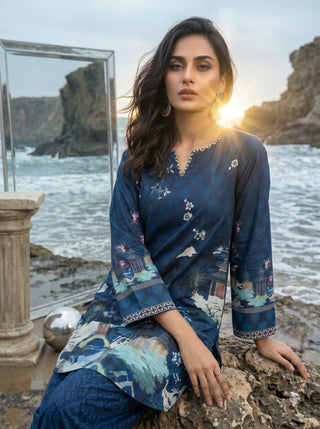 02 Piece Ready To Wear Printed Shirt & Trouser