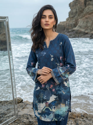 02 Piece Ready To Wear Printed Shirt & Trouser