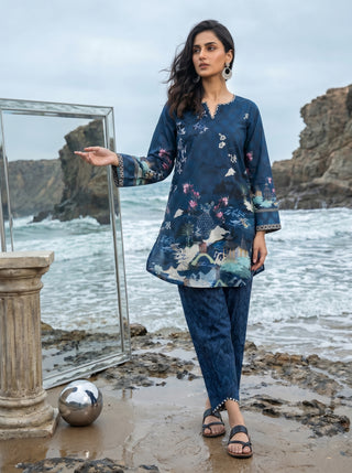 02 Piece Ready To Wear Printed Shirt & Trouser