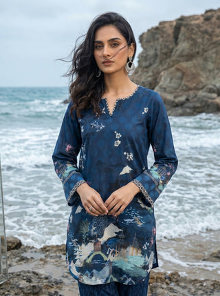 02 Piece Ready To Wear Printed Shirt & Trouser