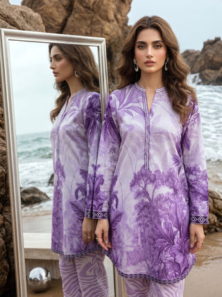 02 Piece Ready To Wear Printed Shirt & Trouser
